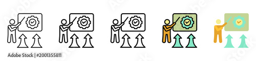 Induction Icon With Differences and Colors Style Illustration