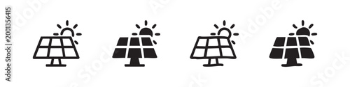 Solar Panel and Sun Renewable Energy Icon Set - Eco Friendly Technology Graphics