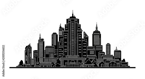 City Skyline Silhouette ? Modern Urban Architecture Vector Illustration