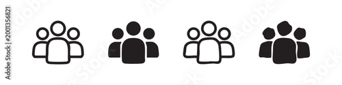 Group of People Teamwork Icon Set - Four Styles for User Profiles and Community