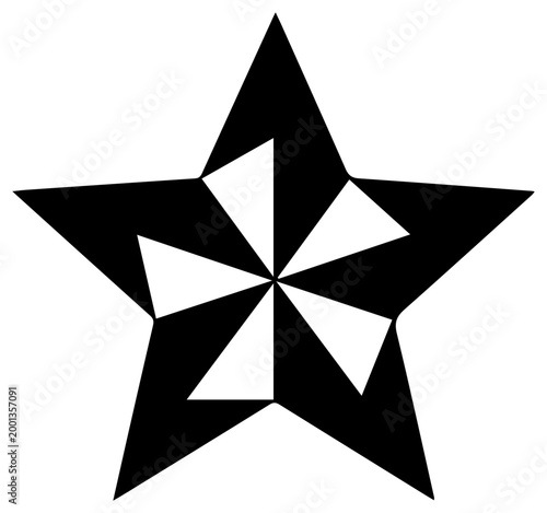 Black star icon for quality improvement and excellence symbolizing high standards and achievement
