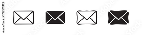 Mail Envelope Icon Set for Email Communication and Post Office