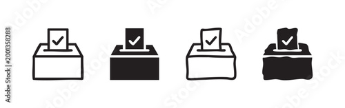 Ballot box with vote icons in different styles