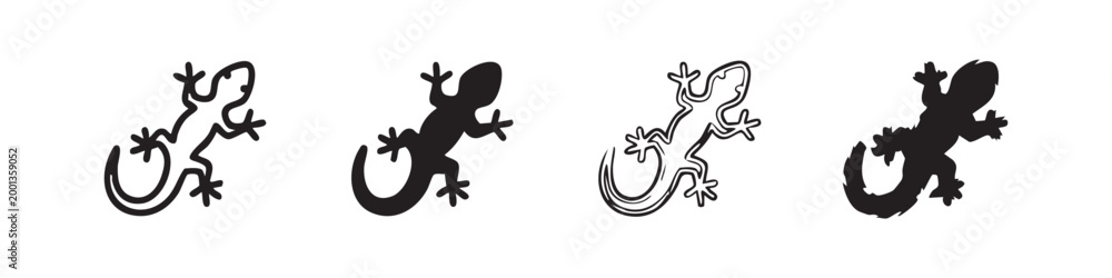 Fototapeta premium Gecko and Lizard Icon Set - Reptile and Amphibian Nature Symbols