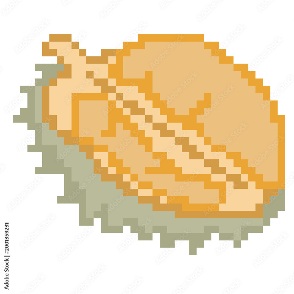 Fototapeta premium Durian fruit slice pixel art icon for tropical food graphic