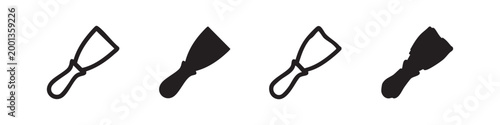 Putty Knife and Spatula Icon Set - Construction and Painting Tool Symbols