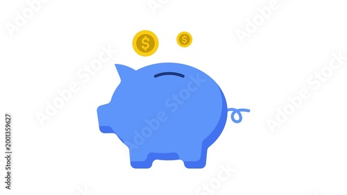 Piggy bank savings with gold coins
