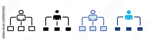 Organization structure icon set multiple style collection