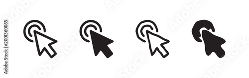 Set of cursor icons, outline and filled, hand-drawn style