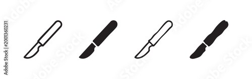 Collection of four scalpel icons, medical, surgery, black and white