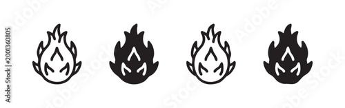 Dragon Fruit or Pitaya Tropical Fruit Icon Set