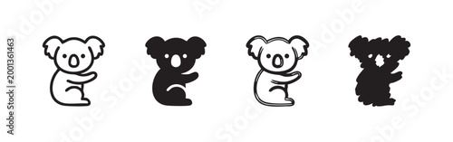 Four koala icons in different styles
