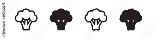 Broccoli Vegetable Icon Set for Healthy Eating Organic Food and Cooking Concepts