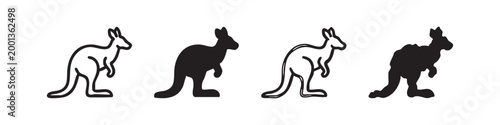 Kangaroo Animal Icon Set - Australian Wildlife Symbols in Various Styles