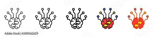 Intellect Icon With Differences and Colors Style Illustration