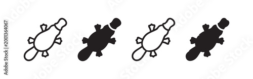 Set of four platypus icons in black and white styles
