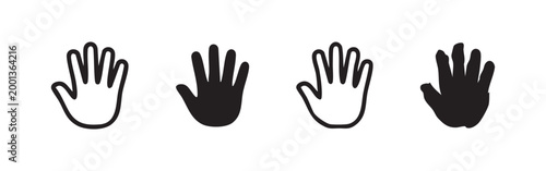 Set of four hand icons in black and white styles