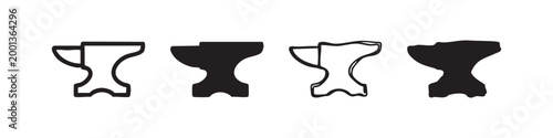 Set of four anvil icons in black and white styles
