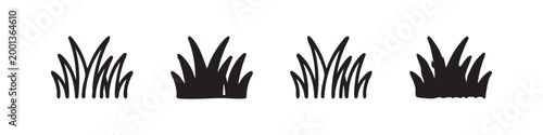 Grass Tuft Icons Set - Nature, Greenery, and Lawn Symbols in Various Styles