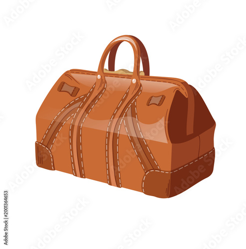 Brown leather travel bag with stitching details for weekend trips and daily use