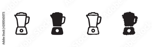 Set of simple blender icons in outline and solid fill styles