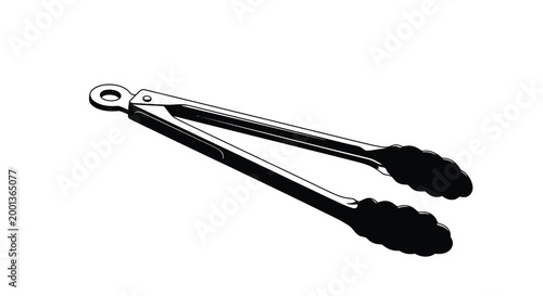 Tableau sur toile kitchen tongs silhouette on white background high quality professional detailed