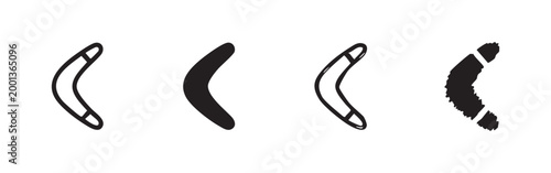 Set of simple boomerang icons in outline and solid fill styles