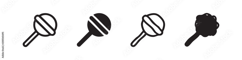 Obraz premium Four different lollipop icons in various styles on white background