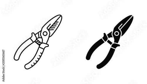 Garden pruning shears vector icon set for landscaping