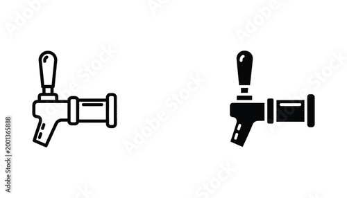 Draft beer tap handle icon set for bar and restaurant menu design