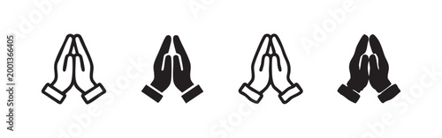 Foto Praying hands icon set, outline and filled, clean and sketched styles