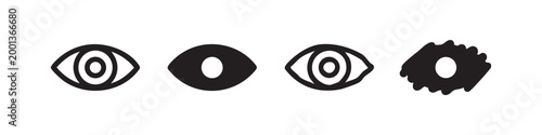 Four different eye icons in various styles on white background