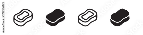 Four sponge icons in various styles on white background