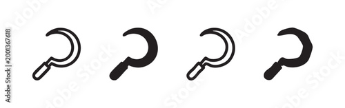 Quadro su tela Four Sickle Icons: Outline, Solid, and Sketch Styles for Agriculture and Harvest
