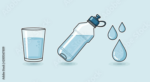 Water Bottle and Glass Hydration.
