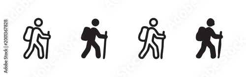 Hiker and Backpacker Icon Set for Trekking and Nature