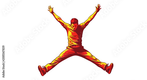Man jumping in the air happily.