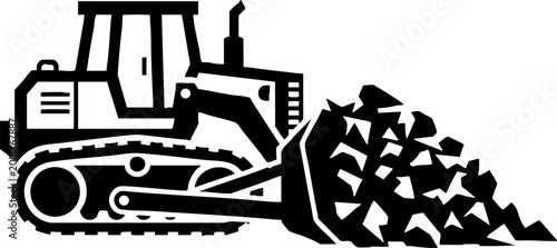 Bulldozer Pushing Rubble Construction Machinery Icon