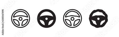 Car Steering Wheel Icons in Multiple Graphic Styles