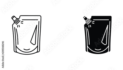 Konstfotografi Pouch packaging icon set in flat vector style isolated on white background for f