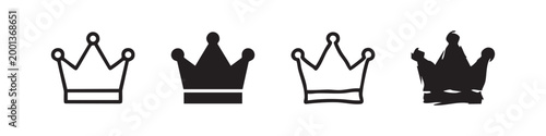 Crown Icons Set, King and Queen Symbols for Royalty and Luxury
