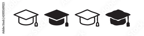 Foto Graduation cap icon set for education and academic achievement mortarboard