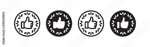 Thumbs up icon set in decorative circle for approval and quality