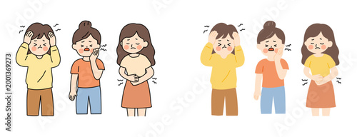 Pain and Medical Symptom Character Illustration Set