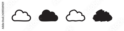Hand-Drawn Cloud Icons - Weather and Network Symbols