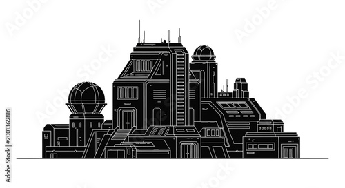 Futuristic Base Silhouette ? Sci-Fi Military Research Facility Concept