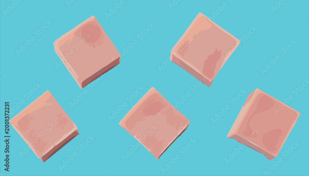 Fototapeta premium Soap Bars Illustration in Different Angles for Hygiene, Personal Care, and Cleanliness ThemesSoap Bars Illustration in Different Angles for Hygiene, Personal Care, and Cleanliness Themes