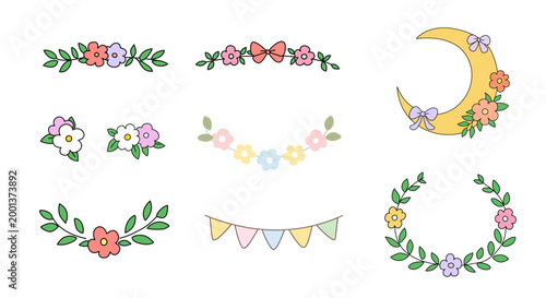 Floral Decorative Elements Collection Set