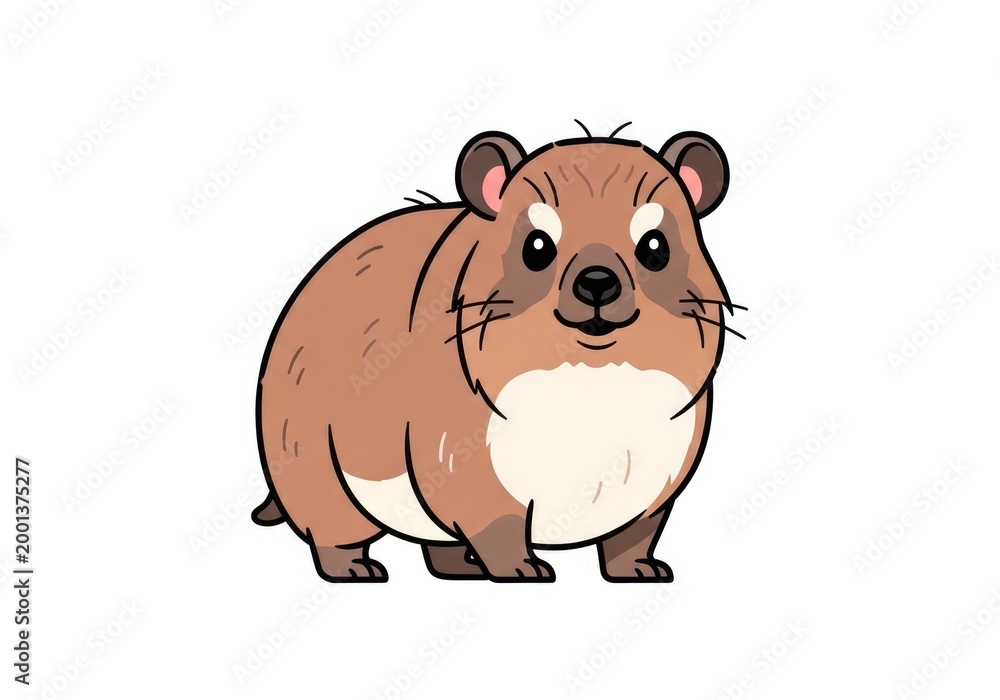 Fototapeta premium Cute Brown Cartoon Hamster Standing on White Background
