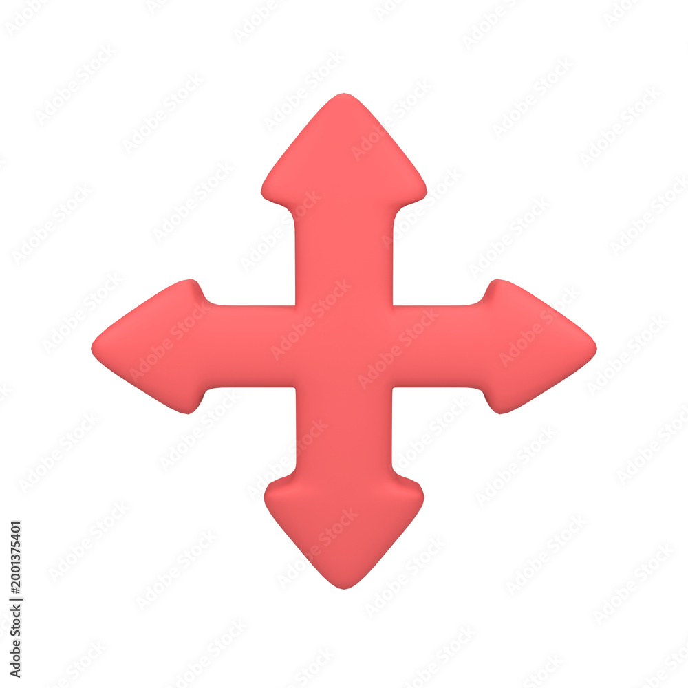 Obraz premium Red Four Way Arrow 3D Illustration
